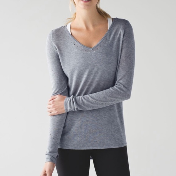 lululemon athletica Sweaters - Lululemon Yin Time V-neck Long Sleeve Grey
